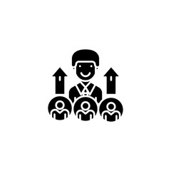 Workteam motivation black icon concept. Workteam motivation flat  vector symbol, sign, illustration.