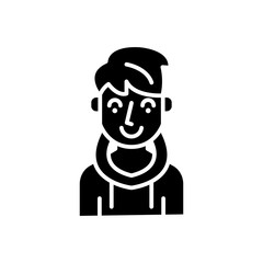 Young groom black icon concept. Young groom flat  vector symbol, sign, illustration.