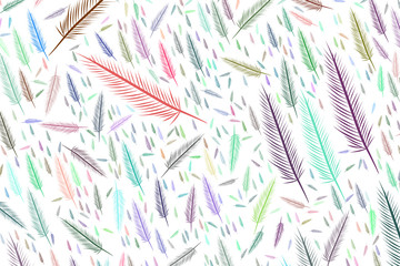 Abstract illustrations of feather, conceptual. Graphic, shape, texture & cartoon.