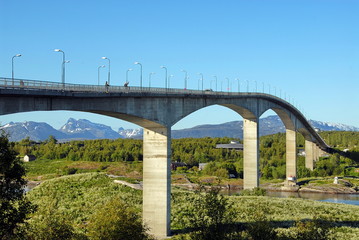 Graceful bridge over the fjord