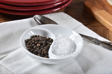 Dish of salt and pepper