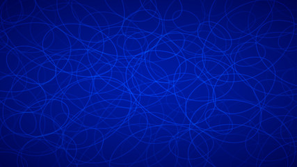 Abstract background of randomly arranged contours of elipses in blue colors.