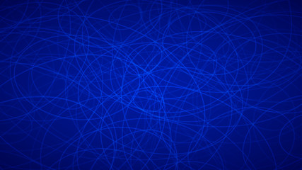 Abstract background of randomly arranged contours of elipses in blue colors.