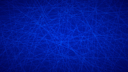 Abstract background of randomly arranged lines in blue colors.