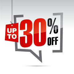 Sale up to 30 percent off isolated sticker icon
