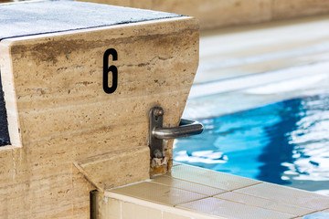 A starting block of a pool