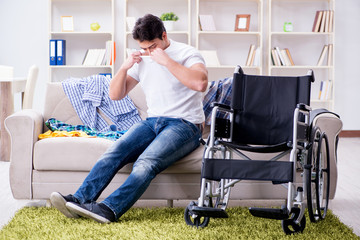Disabled man recovering at home
