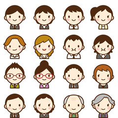 Isolated set of people all generation man & woman avatar expressions