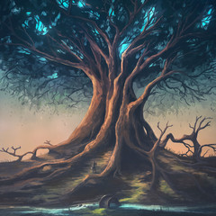 Huge tree at dusk with bright stars © Kevin Carden