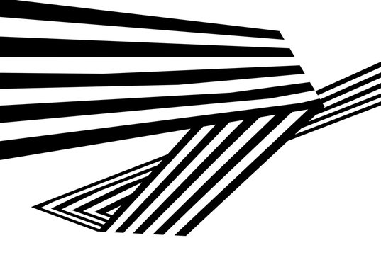 Abstract black and white stripes bent ribbon geometrical shape vector