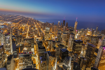 Fototapeta premium Chicago evening downtown skyline