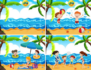 Obraz na płótnie Canvas A Set of Family at the Beach