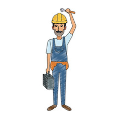 Construction worker cartoon vector illustration graphic design