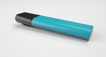 3D rendering - blue highlighter pen isolated on white background.