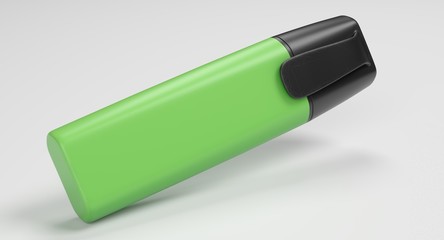 3D rendering - green highlighter pen isolated on white background.