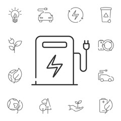 Electric filling station icon. Simple element illustration. Electric filling station symbol design from Ecology collection set. Can be used in web and mobile