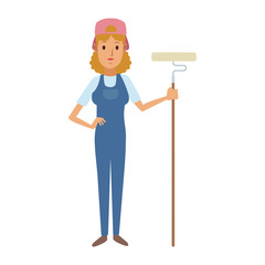 Woman construction painter with overrall vector illustration graphic design