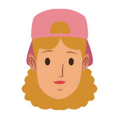 Woman face with hat back vector illustration graphic design