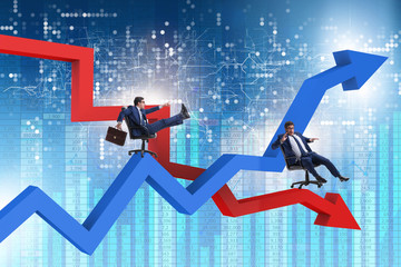 Fototapeta premium Growth and decline concept with businessmen