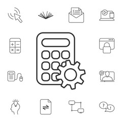 Calculator with gear vector icon. Simple element illustration. Calculator with gear vector symbol design from Ecology collection set. Can be used for web and mobile