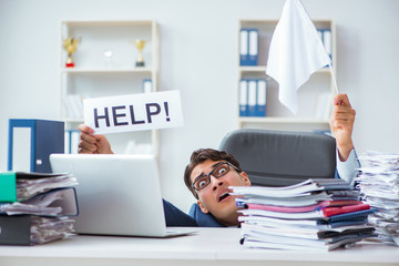 Businessman throwing white flag and giving up