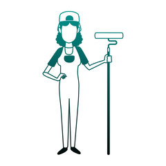 Woman construction painter with overrall vector illustration graphic design