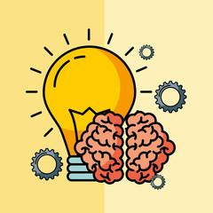 brain creative idea bulb innovation vector illustration