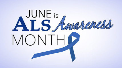 June is national ALS awareness month, cornflower blue ribbon