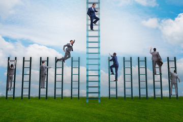 Competition concept with businessman beating competitors
