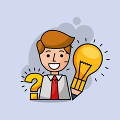 businessman bulb idea question mark creative process vector illustration