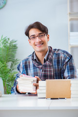 Writer presenting his books to public