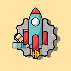 rocket launch startup success creative process vector illustration