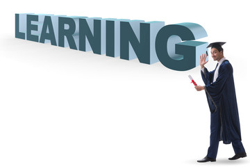 Young graduate in education concept on white