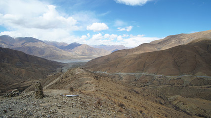 Mountain with some cloud on the blue clear sky