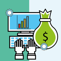 computer bag money analytics and investment vector illustration