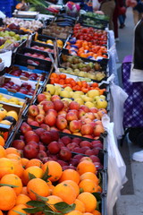 A fruit and vegetable market in Garrucha, Spain boasts a variety of produce. 