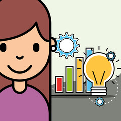 kids computer statistics chart commerce analytics business vector illustration