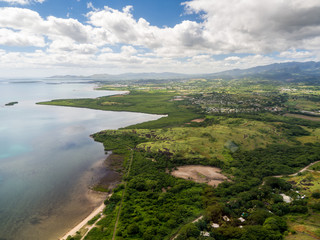 Fototapeta na wymiar Aerial Landscape View of the Tropical Coastline of Nadi, Fiji in the South Pacific