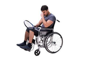 Fototapeta premium Tennis player recovering from injury on wheelchair