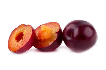 Red cherry plum isolated on white background