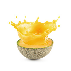 Melon Juice or Cantaloupe Juice isolated on a white background