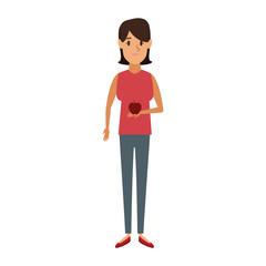 Woman with apple vector illustration graphic design