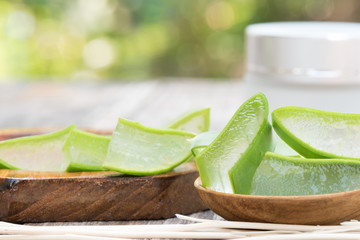 Fresh aloe vera slice useful spa for skin care
