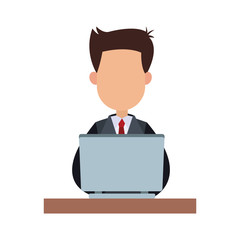 Businessman working in laptop vector illustration graphic design