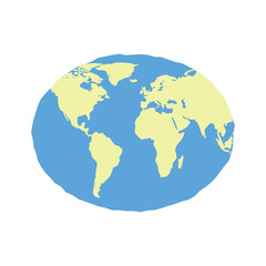 Flat planet Earth icon. Illustration for web banner and mobile infographics. World icon globe earth map symbol. Vector.