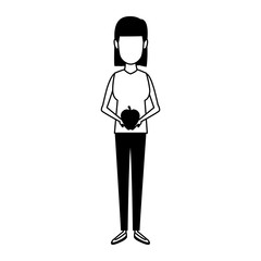 Woman with apple vector illustration graphic design
