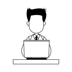 Businessman working in laptop vector illustration graphic design