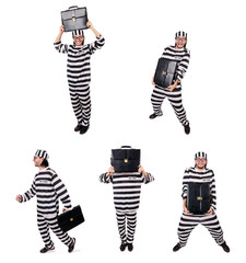 Prison inmate isolated on the white background