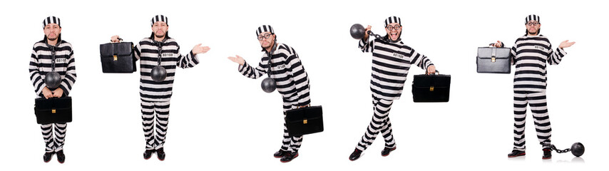 Prison inmate isolated on the white background