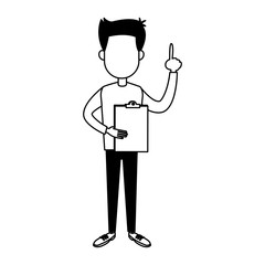 Man with clipboard vector illustration graphic design